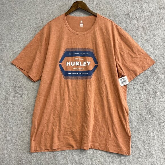 NEW Hurley Men's Size XXL Round Neck Graphic Tee Orange - Picture 2 of 6